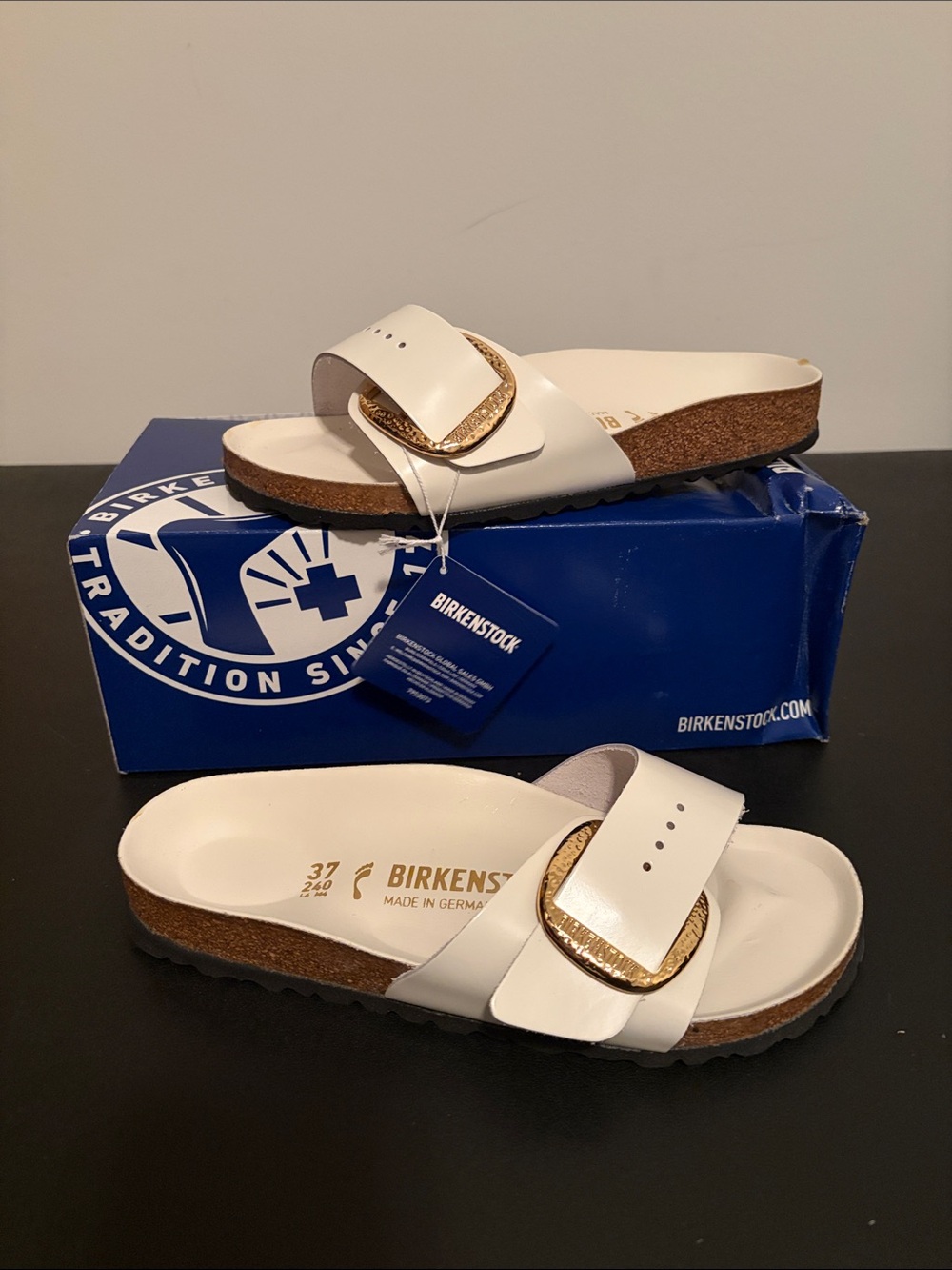 Birkenstock Madrid Big Buckle High-Shrine Antique White Women’s 6 JB